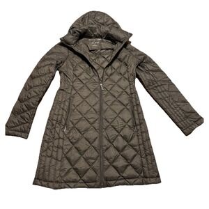 Michael Kors Hooded Down Packable Light Weight Puffer Coat, Army Green, Small